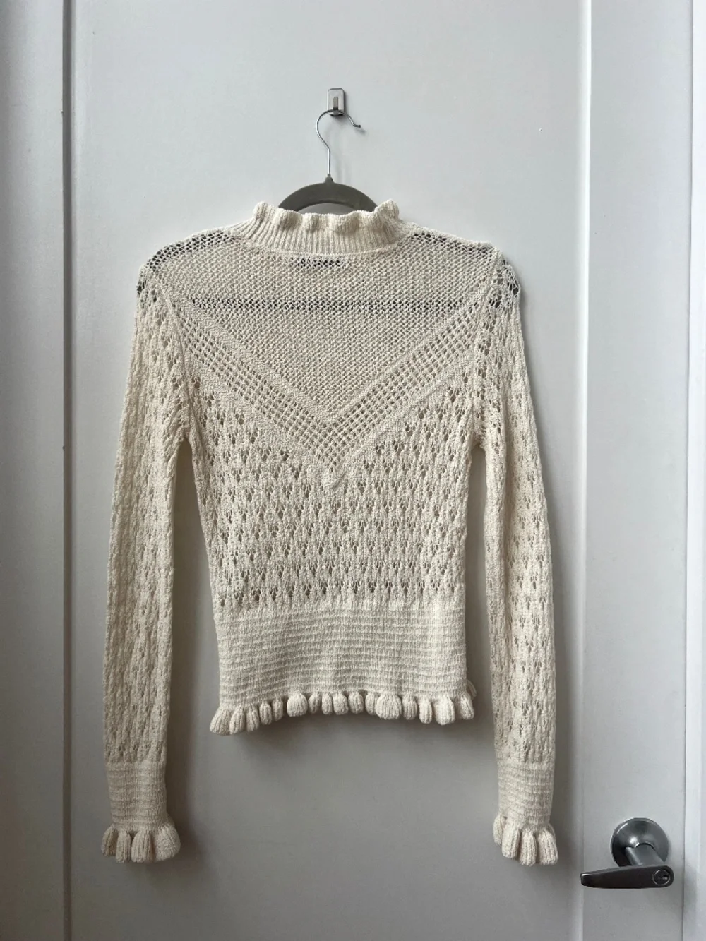 ZARA Ecru Openwork Pointelle Crochet Sweater